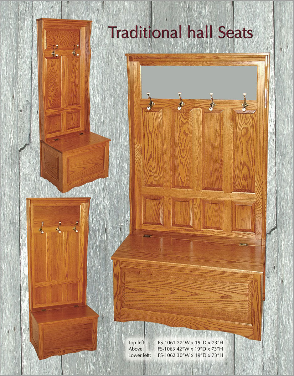 Raised Panel Hall Seat with 5 Panels