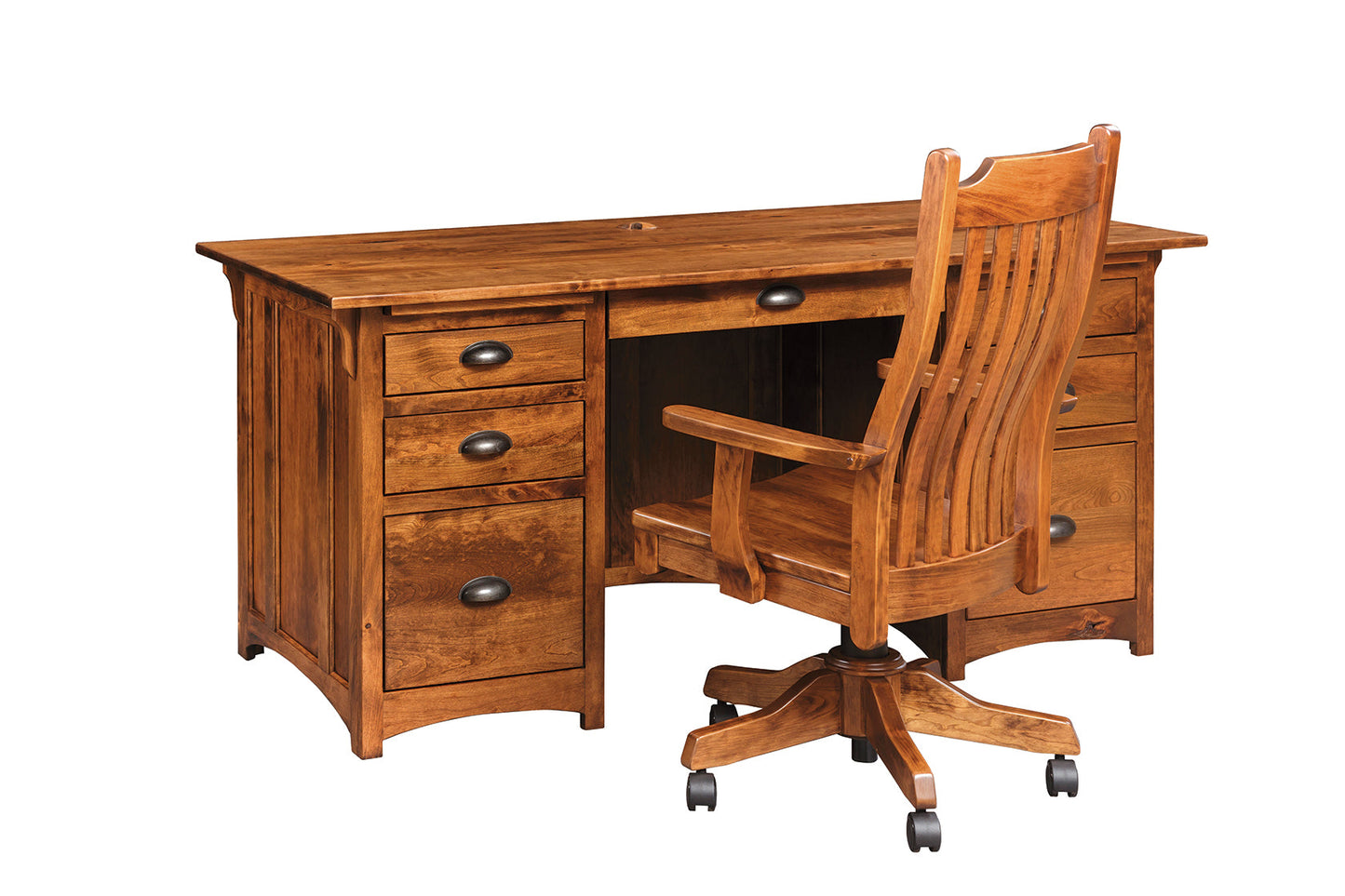 Lancaster Mission 66″ Executive Desk with Optional Hutch