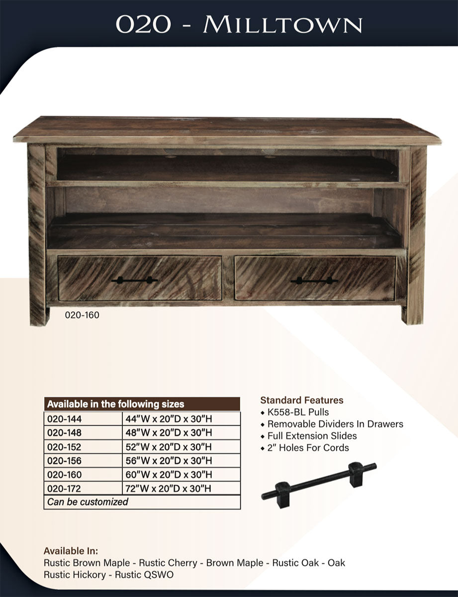 Milltown 2 Drawer Open TV Stand – 60"W