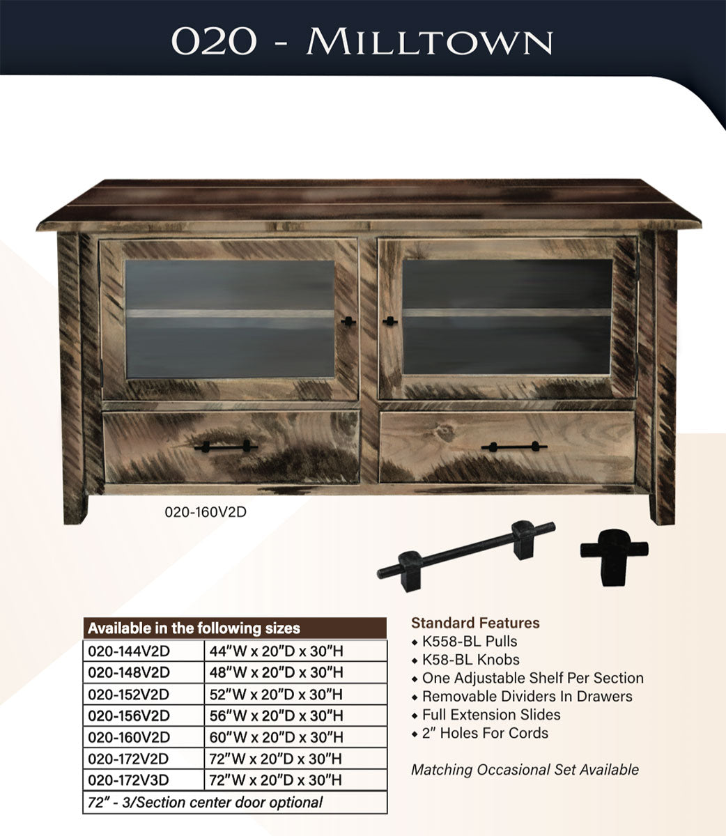 Milltown 2 Drawer Open TV Stand – 60"W