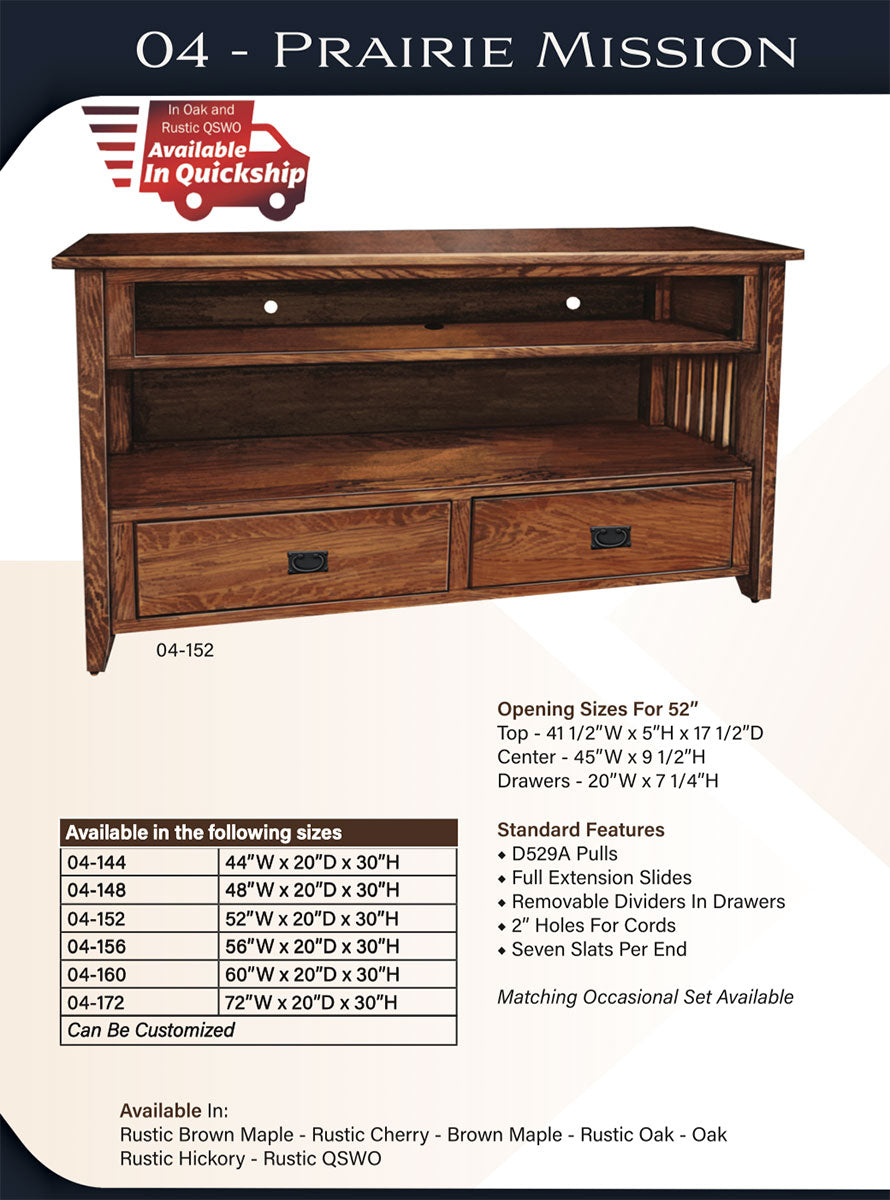 Prairie Mission 2 Drawer Open TV Stand – 52"W