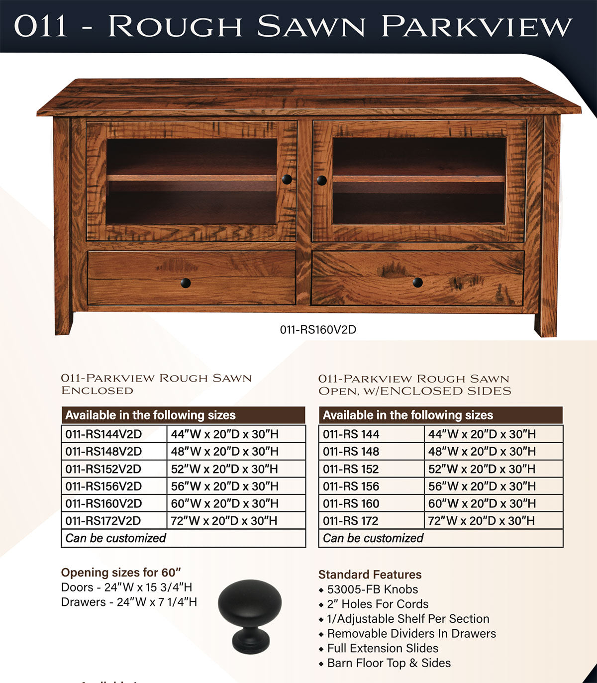 Parkview Rough Sawn TV Stand – 60"W