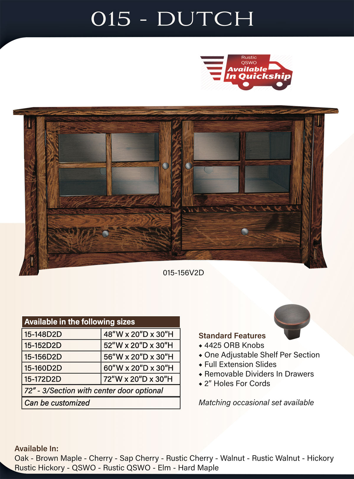 Dutch Style TV Stand – 56"W