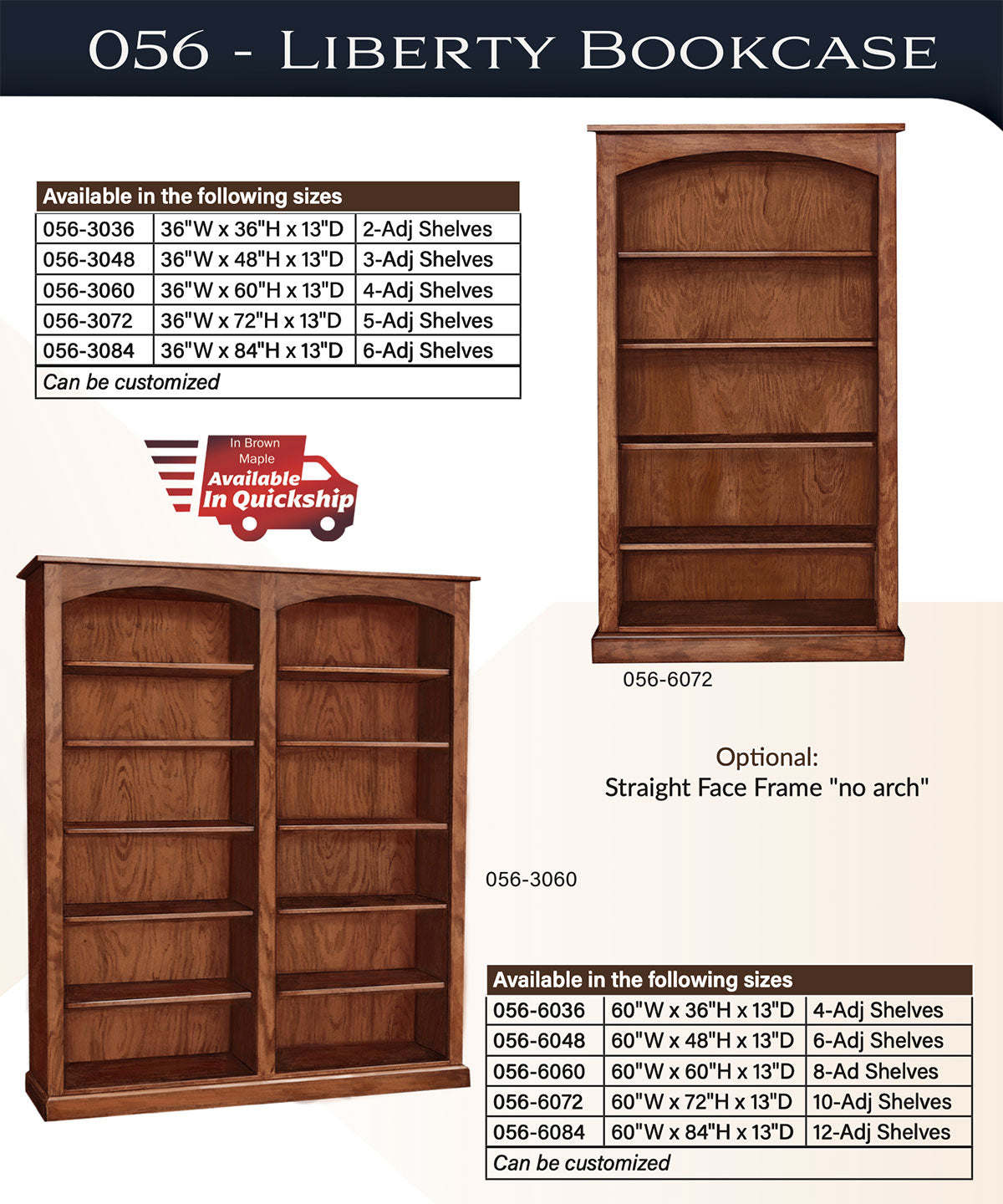 Liberty Double Bookcase – 60"W