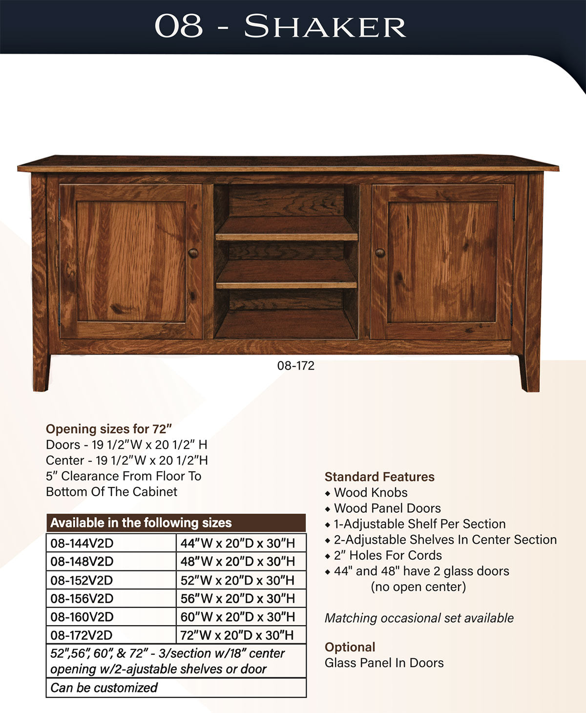 Shaker TV Stand – 72"W