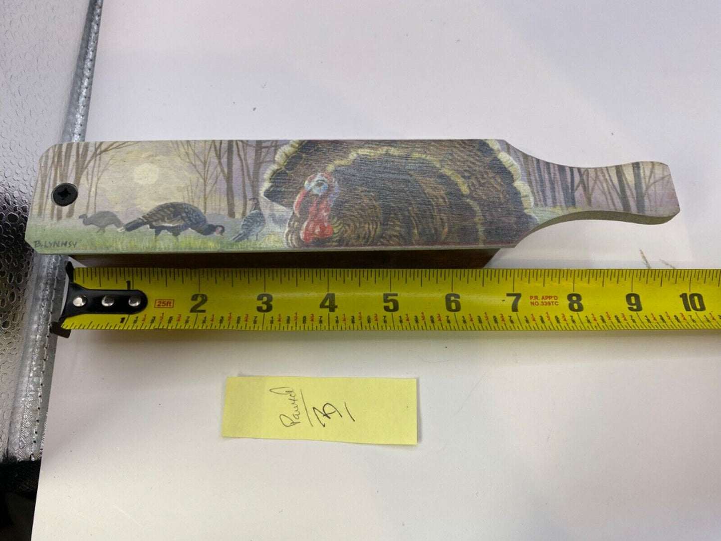 Wooden Amish Crafted Painted Lid Turkey Box Call - Turkey Scene