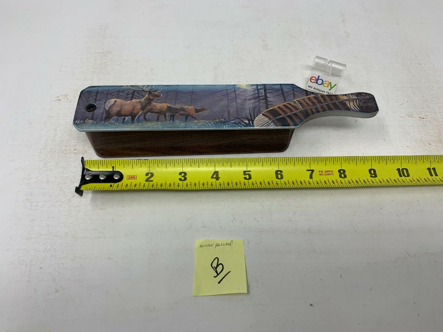 Wooden Amish Crafted Painted Lid Turkey Box Call - Elk Scene