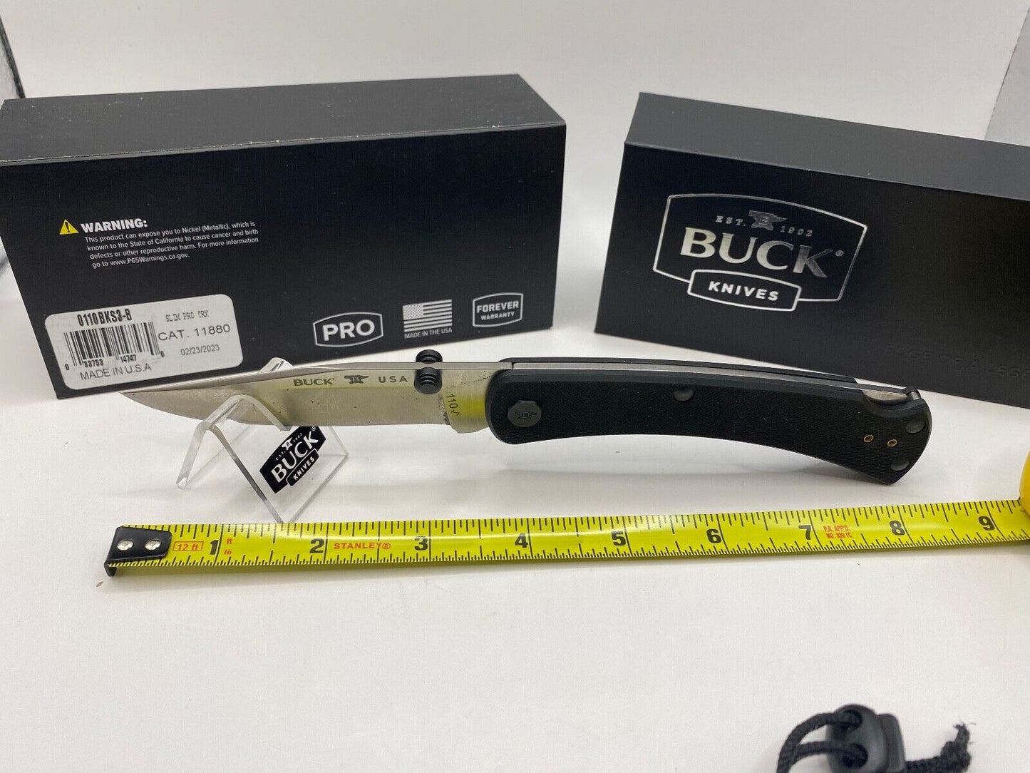 Buck USA 110 Slim Pro TRX Folding Knife, Black G10 Handle, S30V Steel - NIB