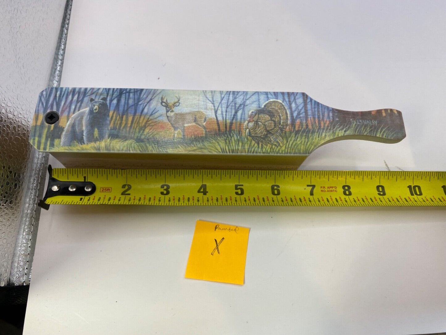 Wooden Amish Crafted Painted Lid Turkey Box Call - Wildlife Scene