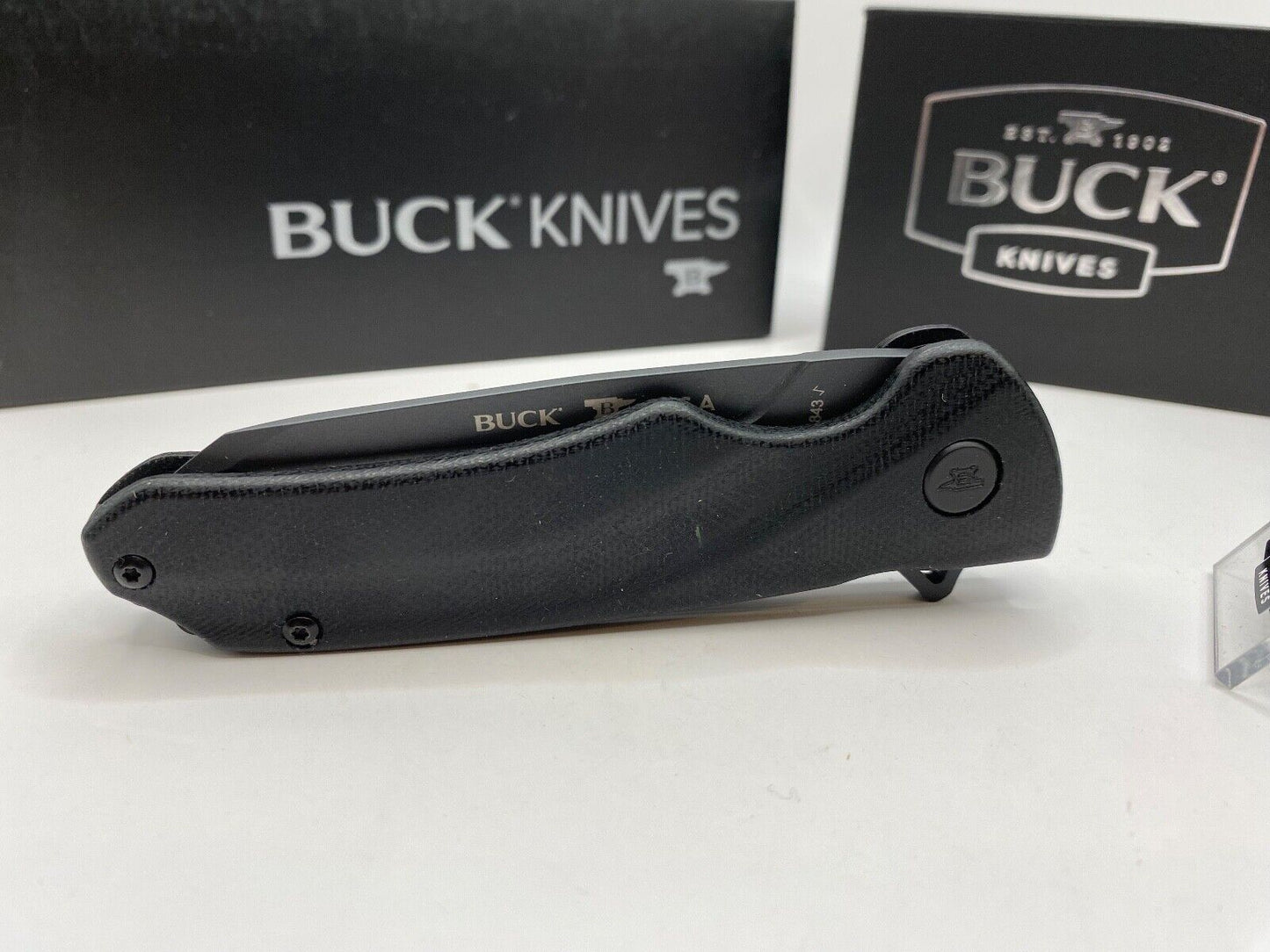 Buck USA 843 Sprint Ops Pro Knife, Black Canvas Micarta Handle, S30V Steel - NIB