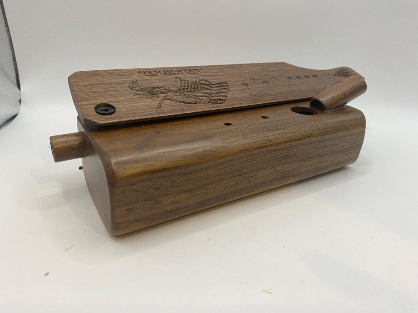Genuinely Amish Crafted "Four Star" Combo Turkey Box Call - Crow, Owl, Hawk!
