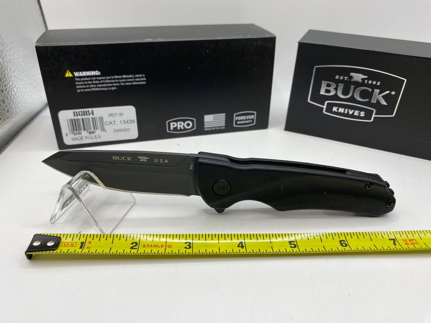 Buck USA 843 Sprint Ops Pro Knife, Black Canvas Micarta Handle, S30V Steel - NIB