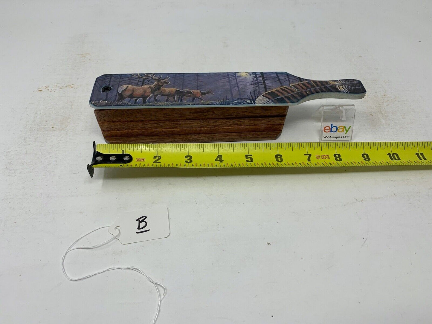 Wooden Amish Crafted Painted Lid Turkey Box Call - Elk Scene