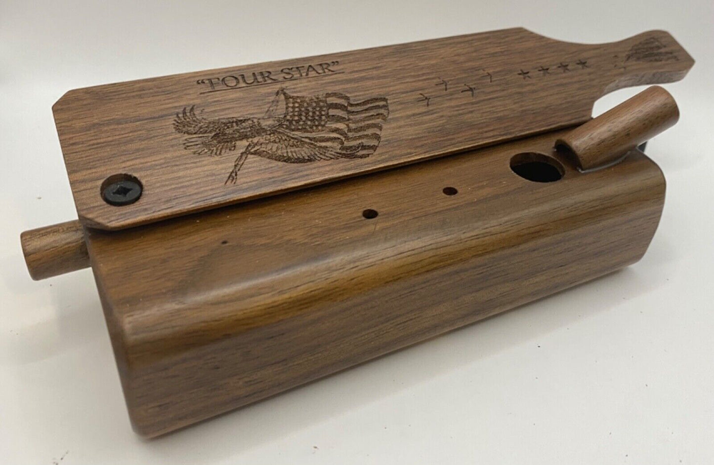 Genuinely Amish Crafted "Four Star" Combo Turkey Box Call - Crow, Owl, Hawk!