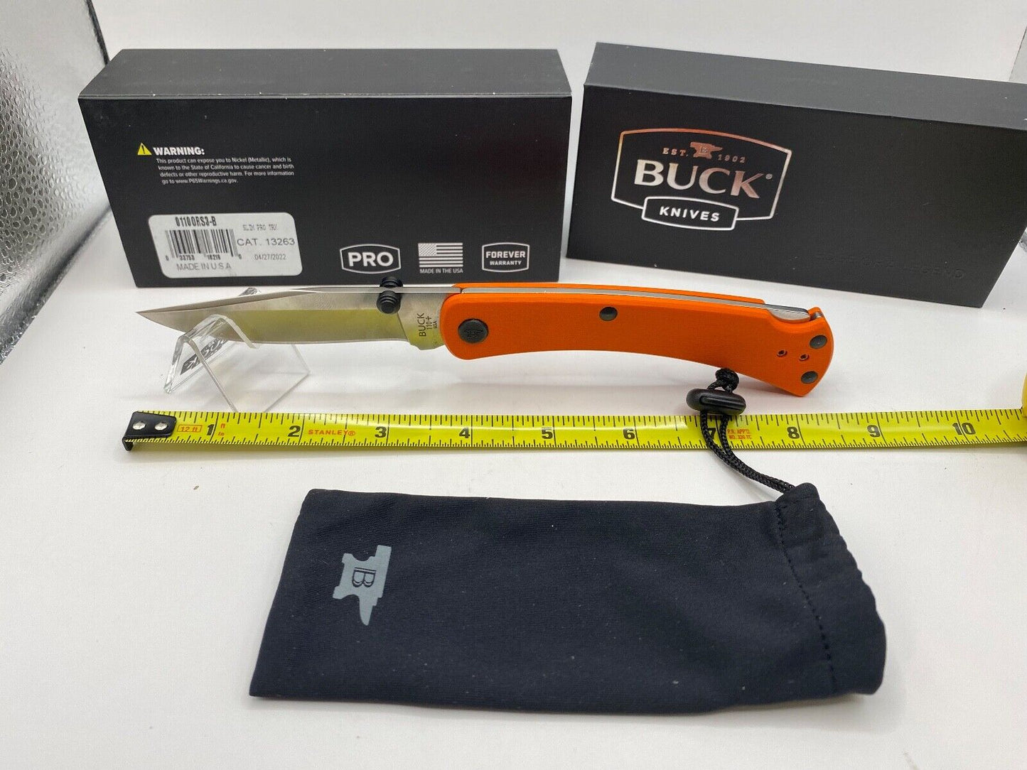 Buck USA 110 Slim Pro TRX Folding Knife, Orange G10 Handle, S30V Steel - NIB