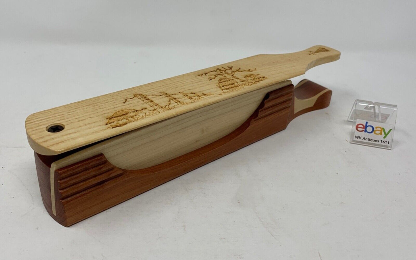 Wooden Amish Crafted "10" Handle Half Moon" Turkey Box Call