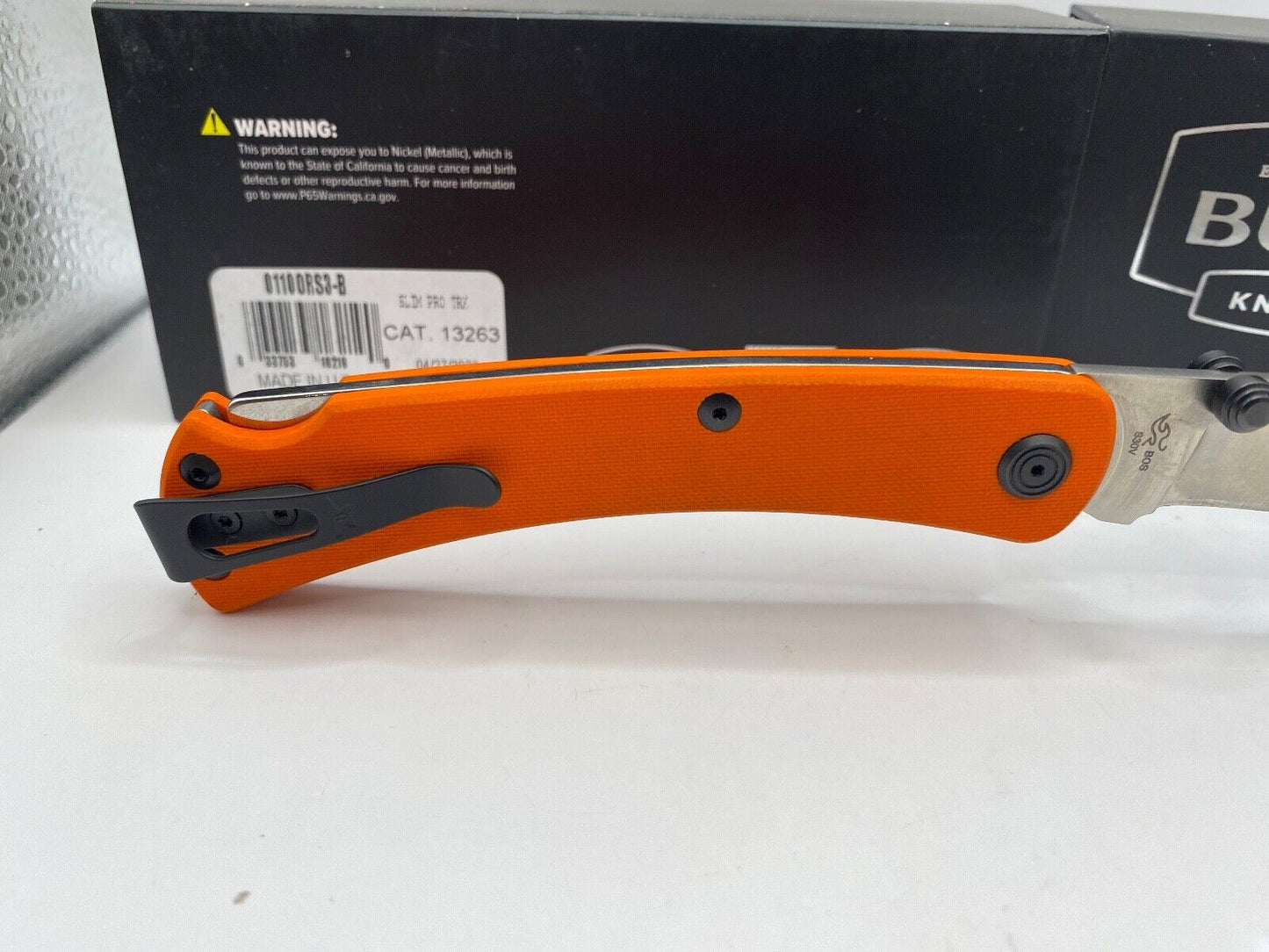 Buck USA 110 Slim Pro TRX Folding Knife, Orange G10 Handle, S30V Steel - NIB