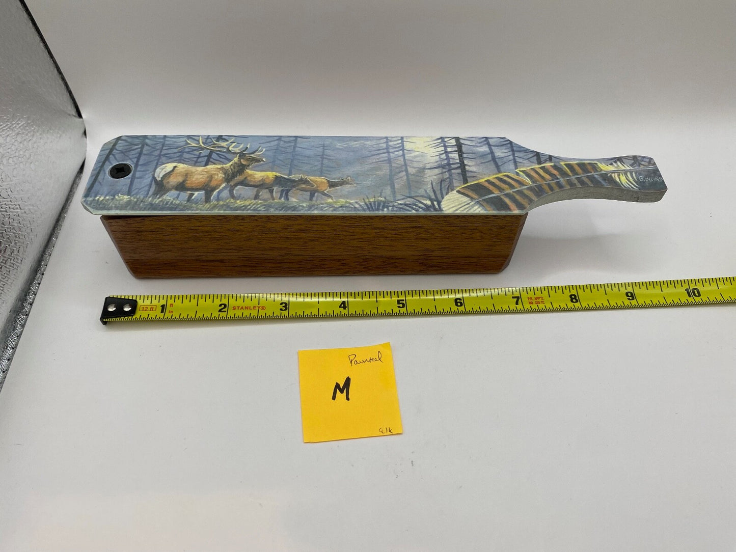 Wooden Amish Crafted Painted Lid Turkey Box Call - Elk Scene - New, Unused!