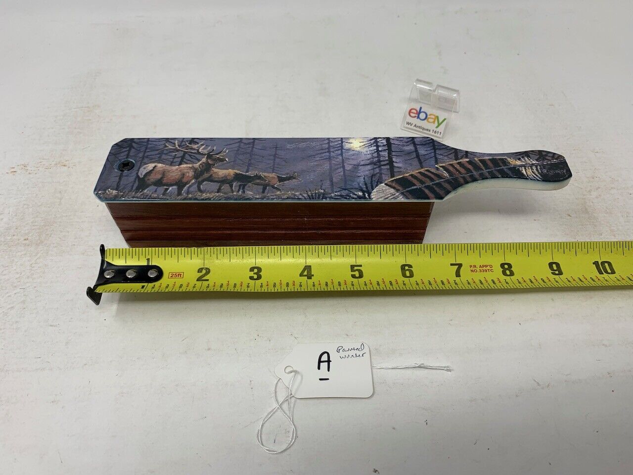 Wooden Amish Crafted Painted Lid Turkey Box Call - Elk Scene