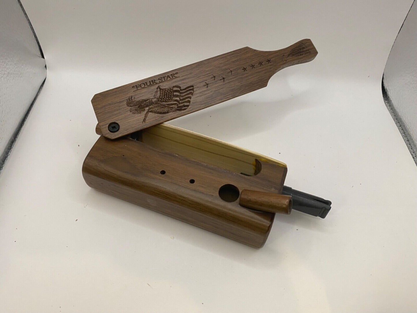Genuinely Amish Crafted "Four Star" Combo Turkey Box Call - Crow, Owl, Hawk!