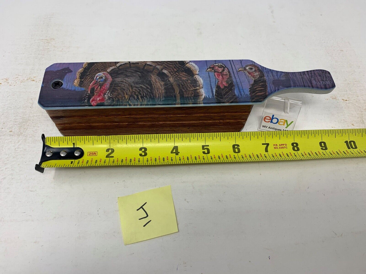 Wooden Amish Crafted Painted Lid Turkey Box Call - Turkey Scene