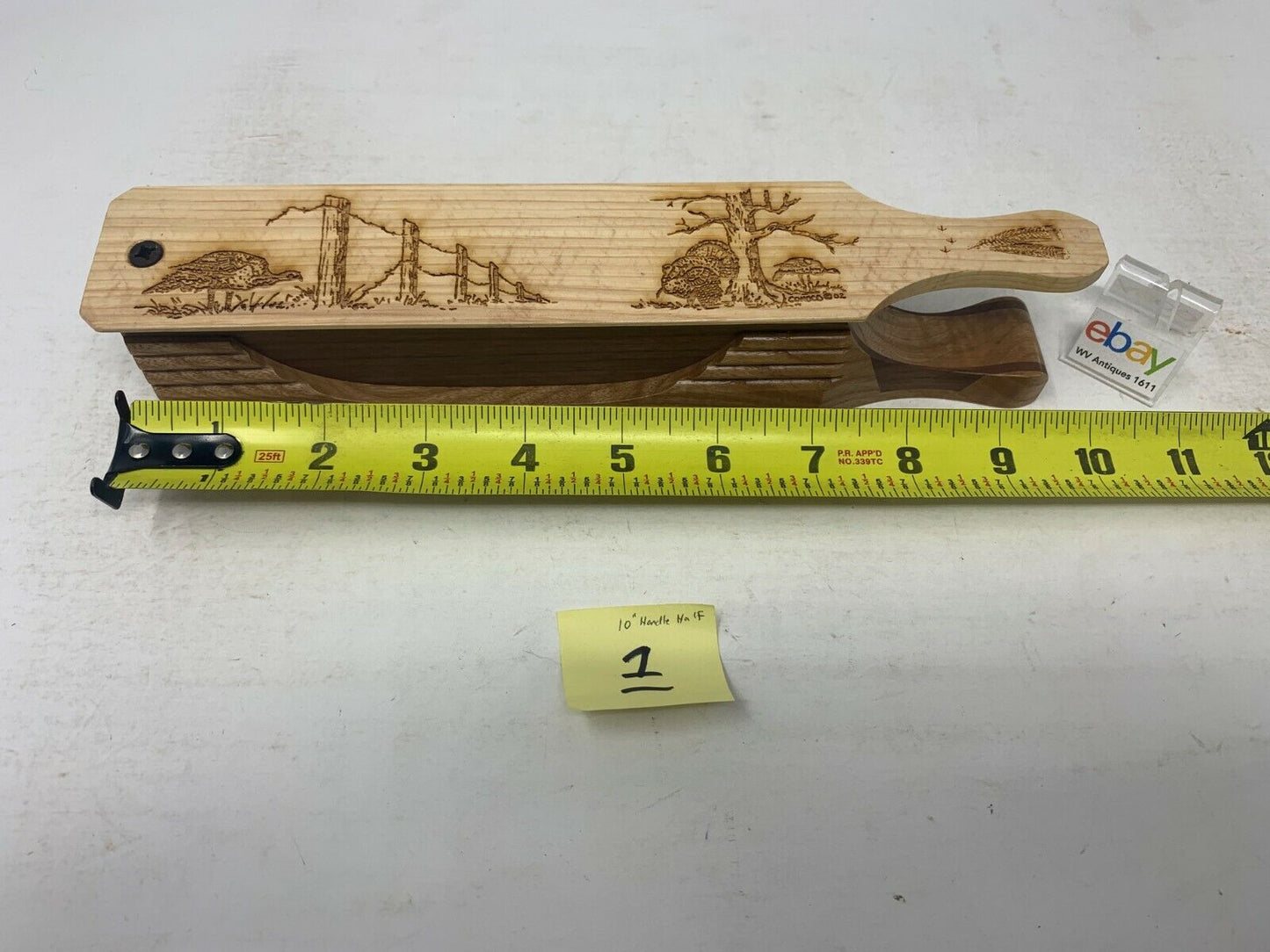 Wooden Amish Crafted 10" Handle Half Moon Turkey Box Call