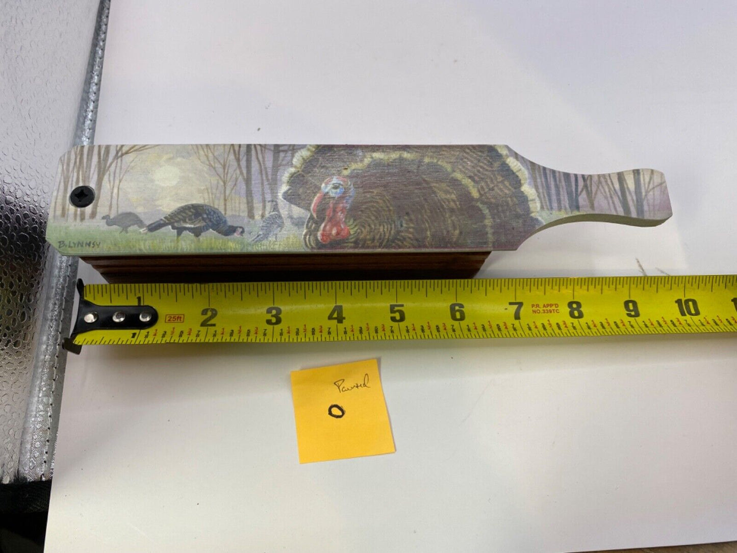 Wooden Amish Crafted Painted Lid Turkey Box Call - Turkey Scene