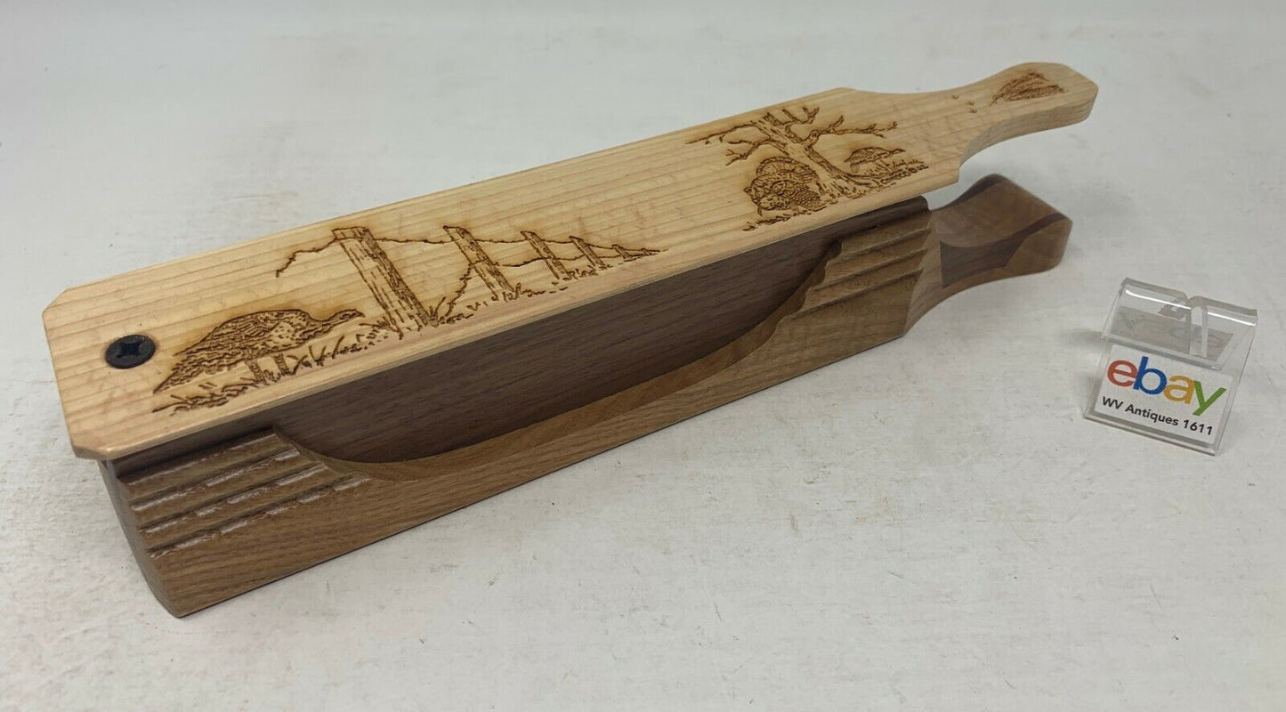 Wooden Amish Crafted 10" Handle Half Moon Turkey Box Call