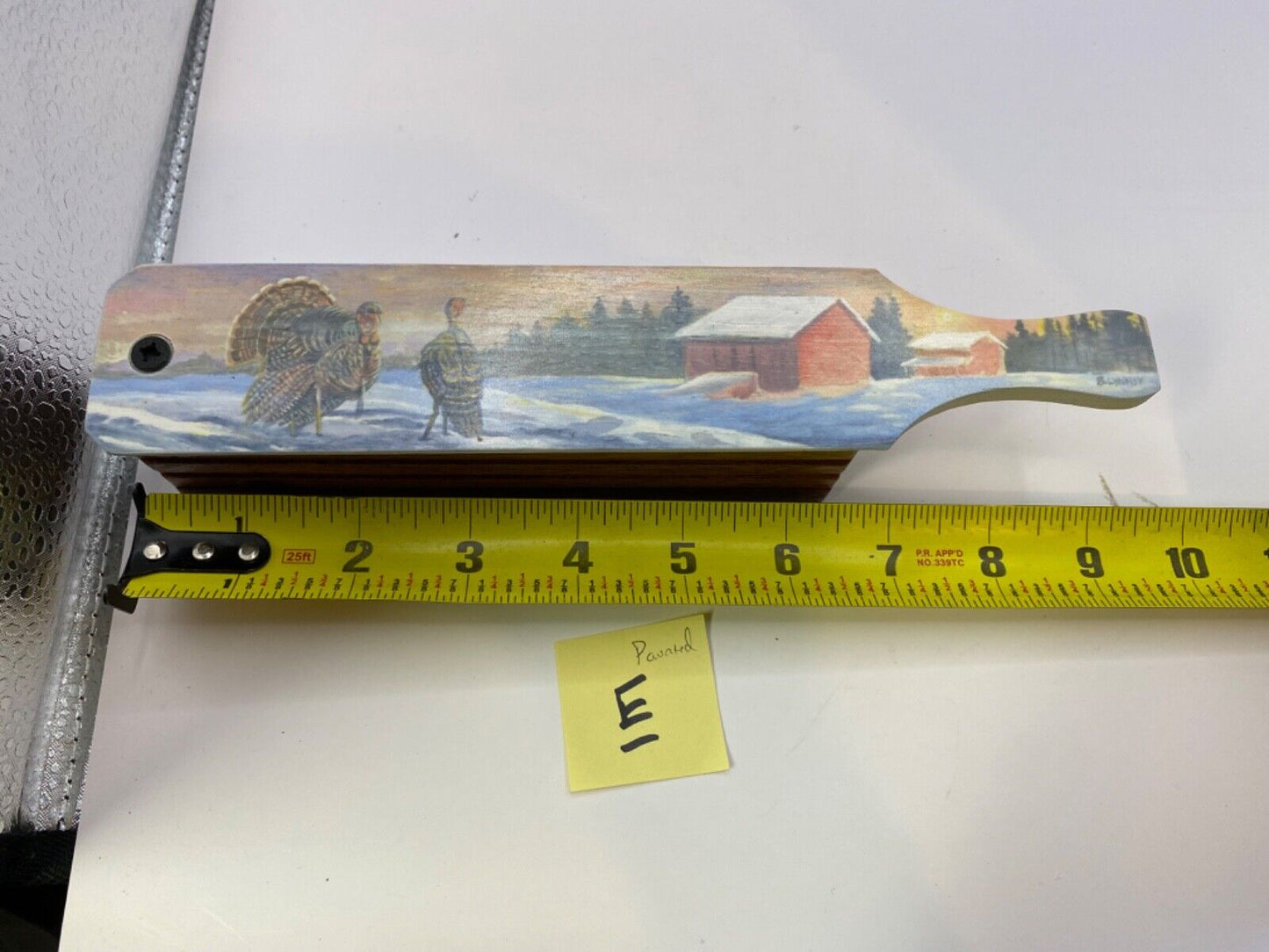 Wooden Amish Crafted Painted Lid Turkey Box Call - Winter Scene