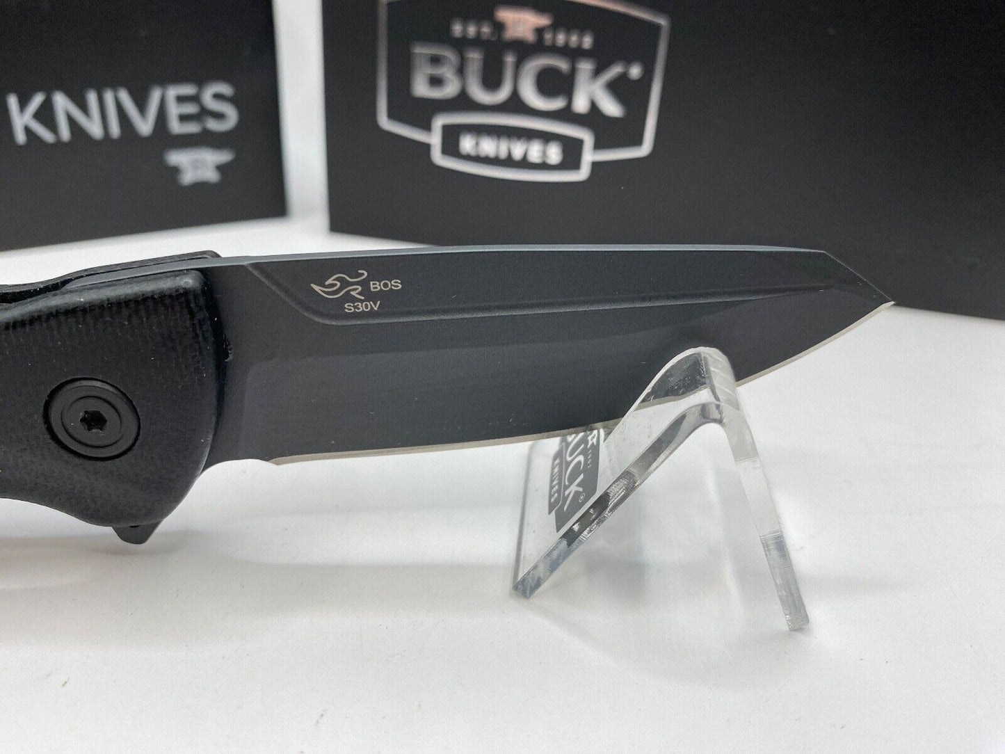 Buck USA 843 Sprint Ops Pro Knife, Black Canvas Micarta Handle, S30V Steel - NIB
