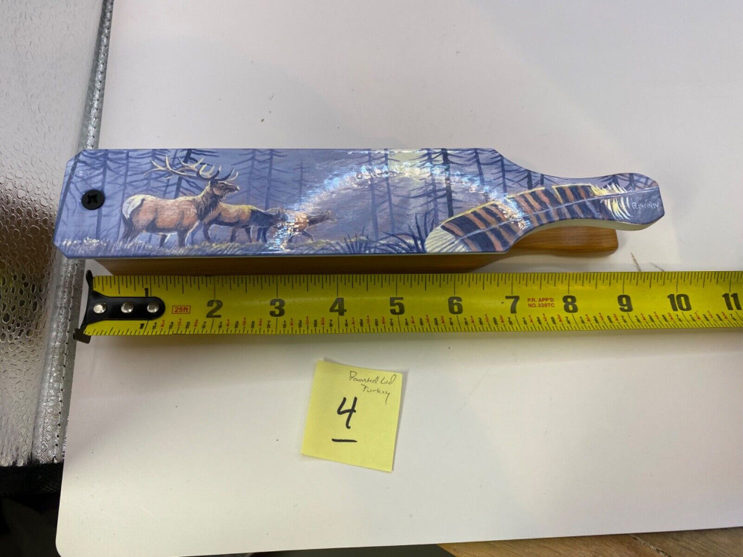 Wooden Amish Crafted Painted Lid Turkey Box Call - Elk Scene