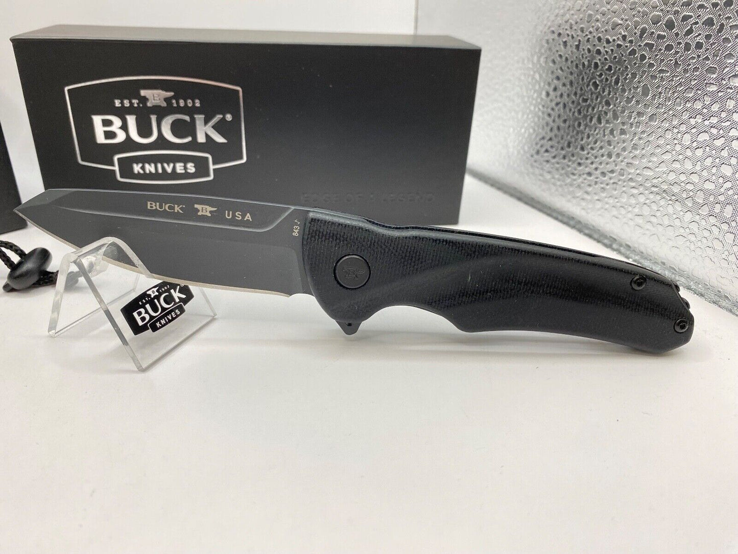 Buck USA 843 Sprint Ops Pro Knife, Black Canvas Micarta Handle, S30V Steel - NIB
