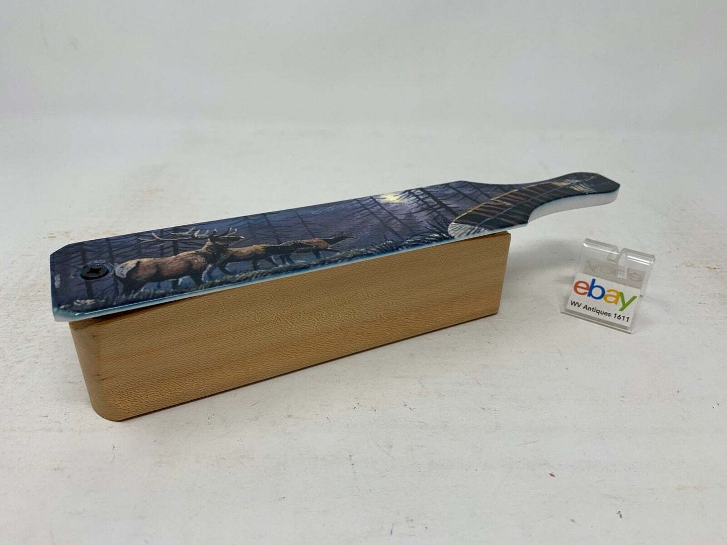 Wooden Amish Crafted Painted Lid Turkey Box Call - Elk Scene