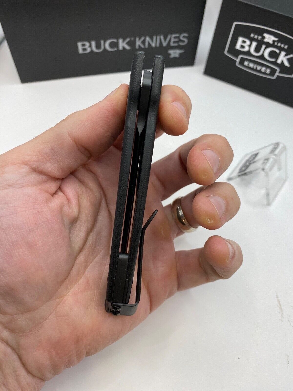 Buck USA 843 Sprint Ops Pro Knife, Black Canvas Micarta Handle, S30V Steel - NIB