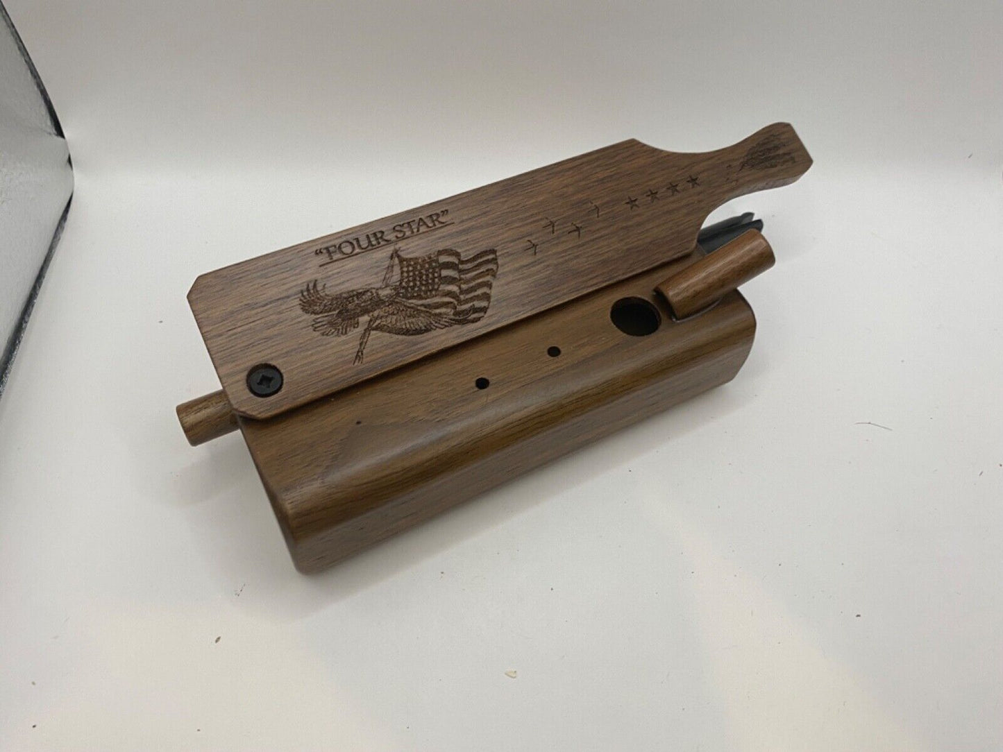 Genuinely Amish Crafted "Four Star" Combo Turkey Box Call - Crow, Owl, Hawk!