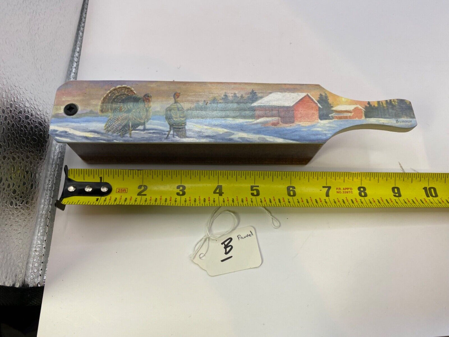 Wooden Amish Crafted Painted Lid Turkey Box Call - Winter Scene