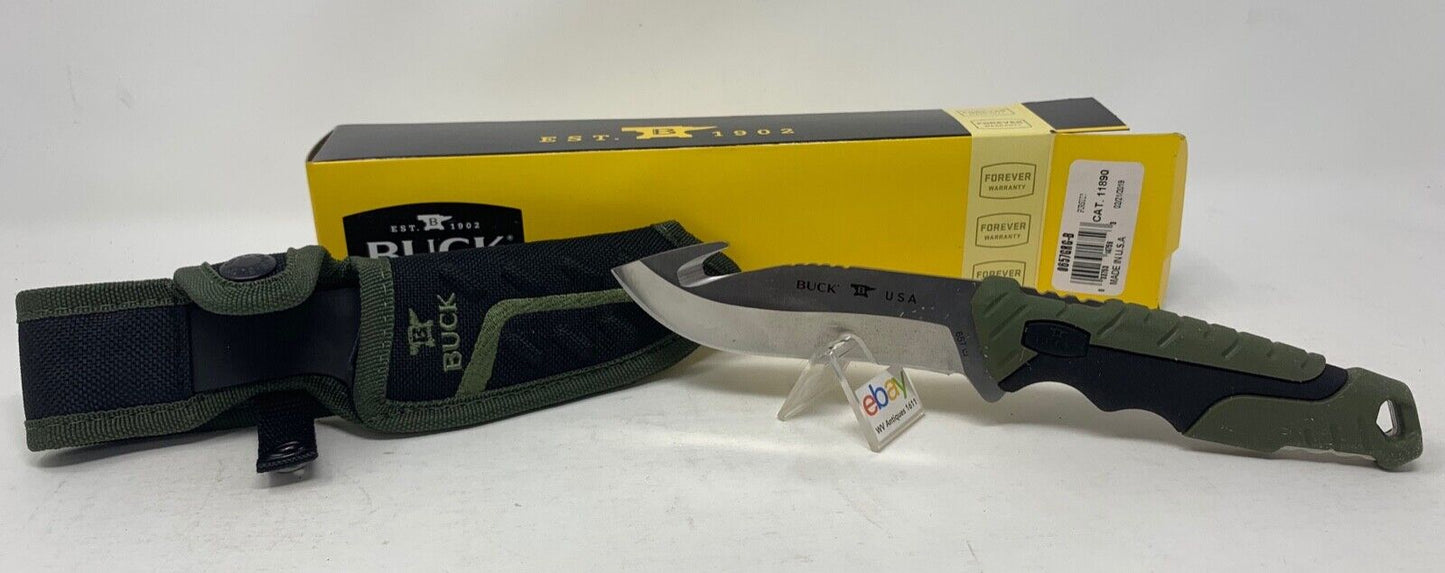 Buck USA 657 Large Pursuit Fixed Blade Hunting Knife with Sheath, Guthook - New!