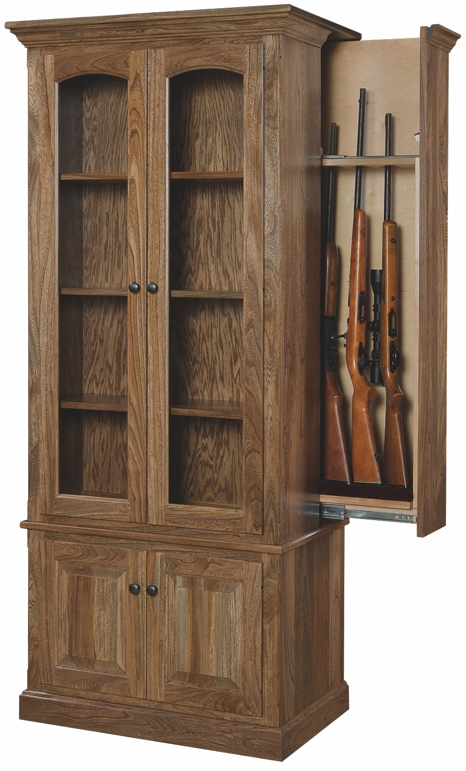 7 Gun Bookcase with Hidden Gun Cabinet With Doors