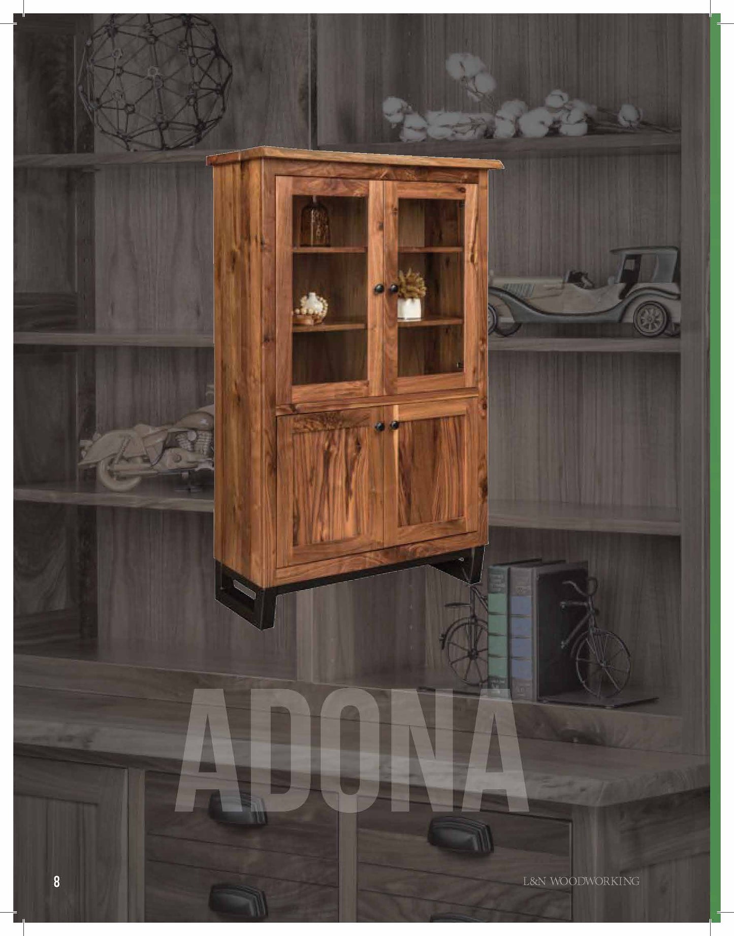 Adona 36" Bookcase With Top and Bottom Doors