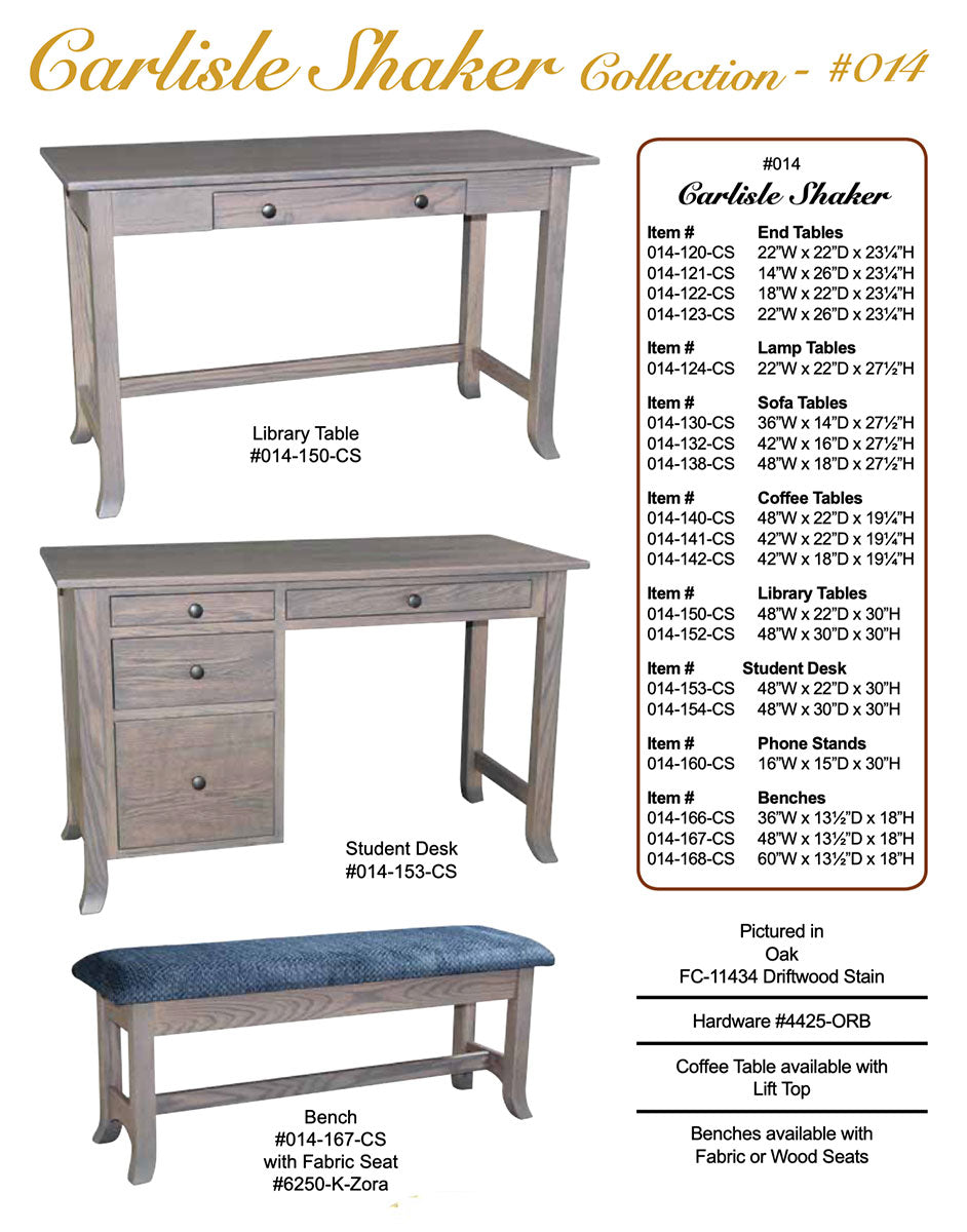Carlisle Shaker 48" Coffee Table