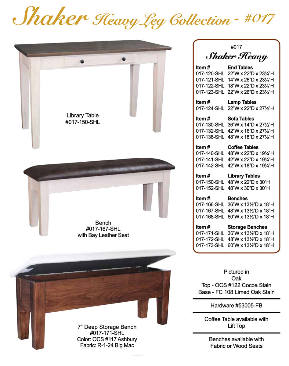 Shaker Heavy Leg Bench