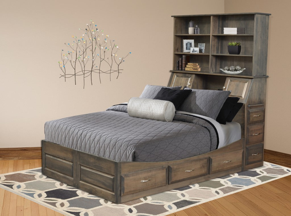 Sleigh Space Saver Bookcase Pedestal Bed