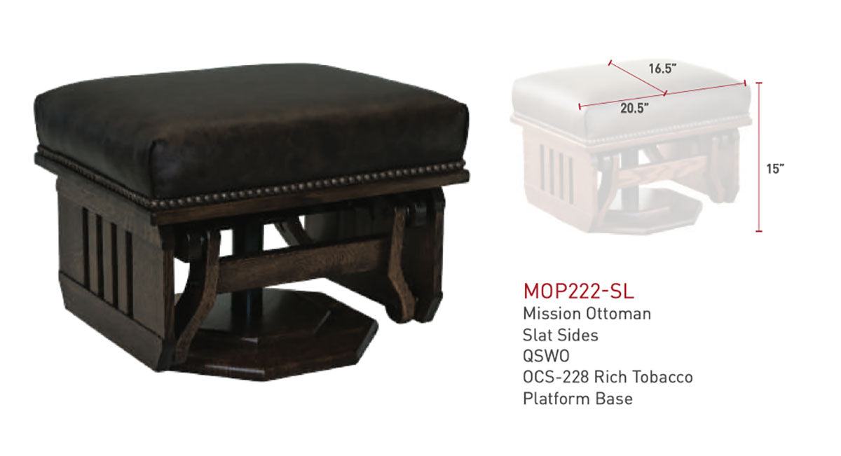 Mission Gliding Swivel Ottoman Slatted Sides