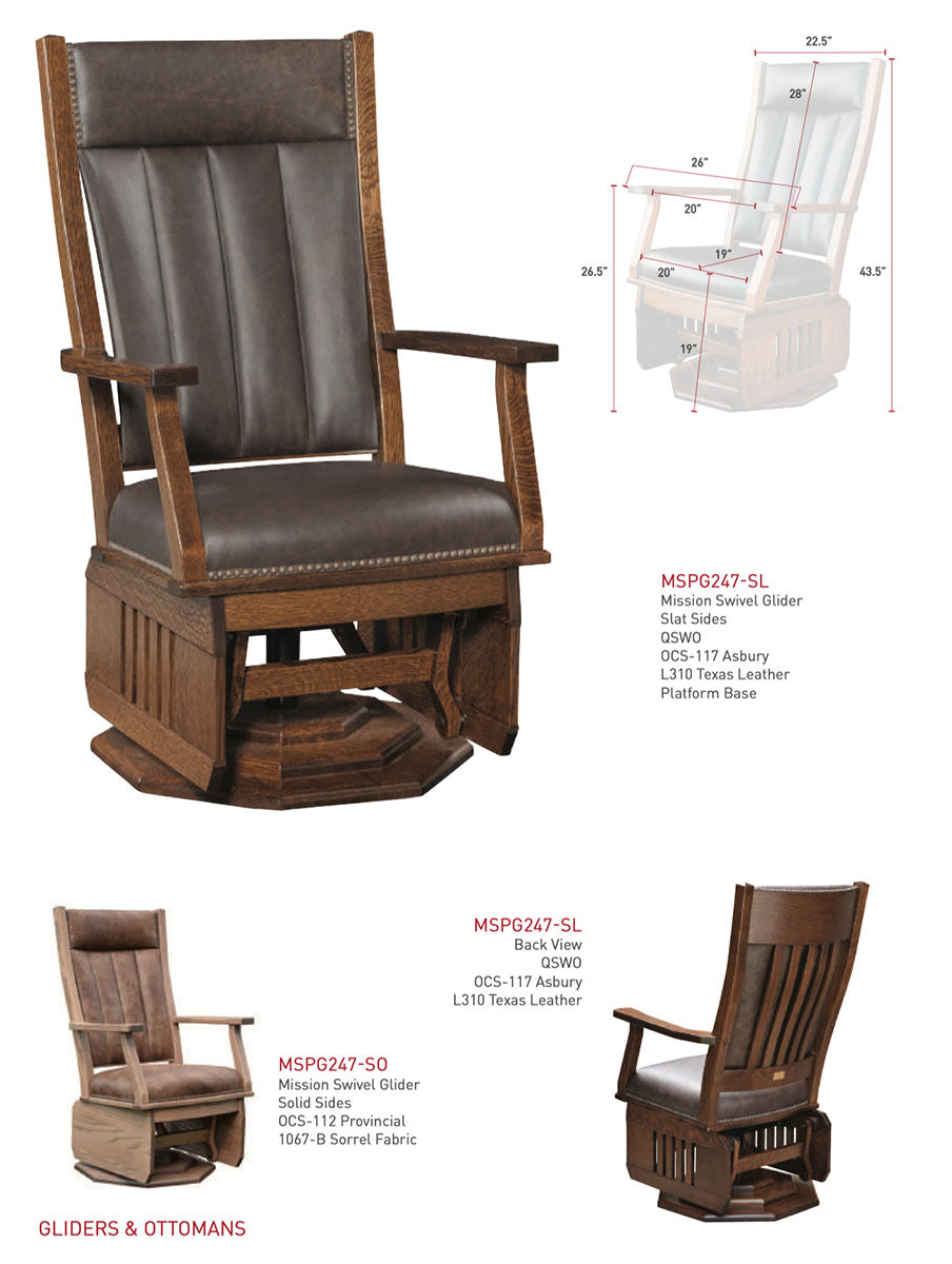Mission Swivel Glider  Platform Base  Solid Sides