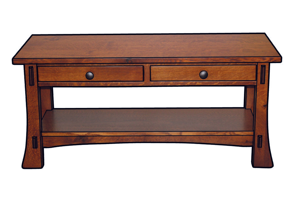 Dutch Style 42″ Coffee Table With Two Drawers