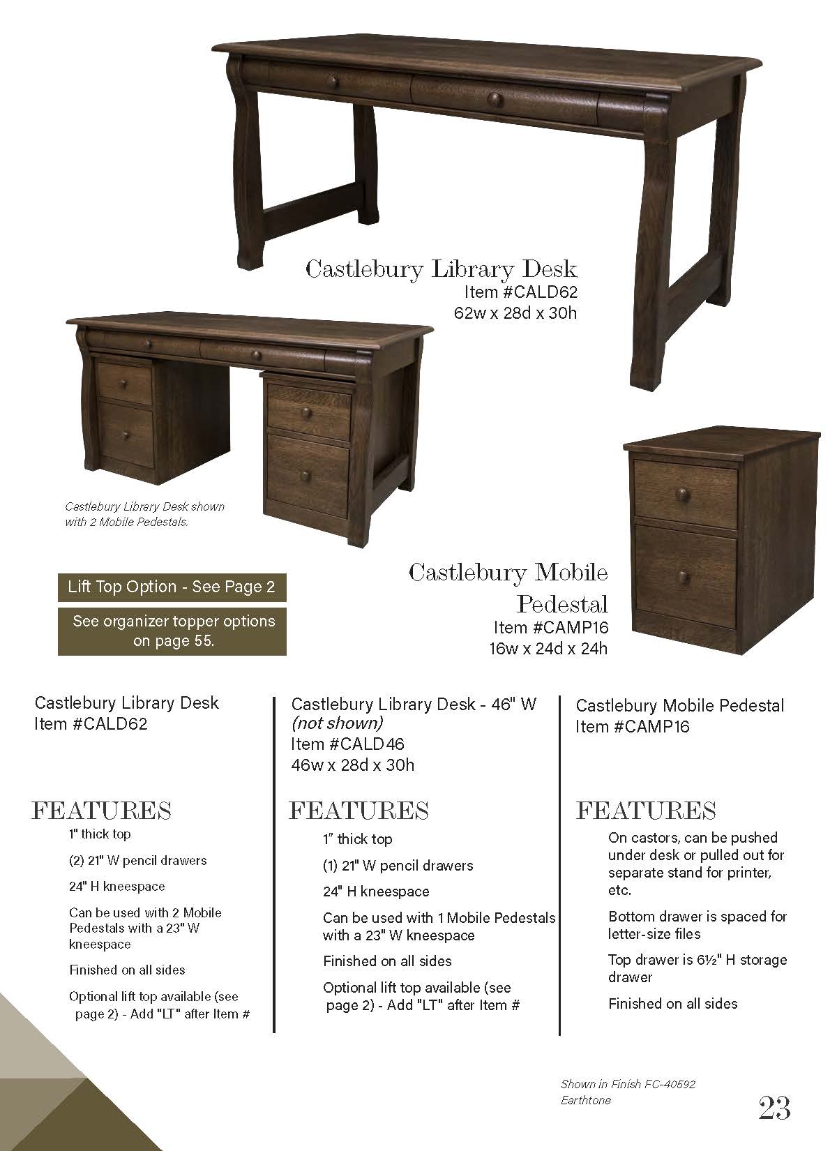Castlebury Library Desk – 62W”
