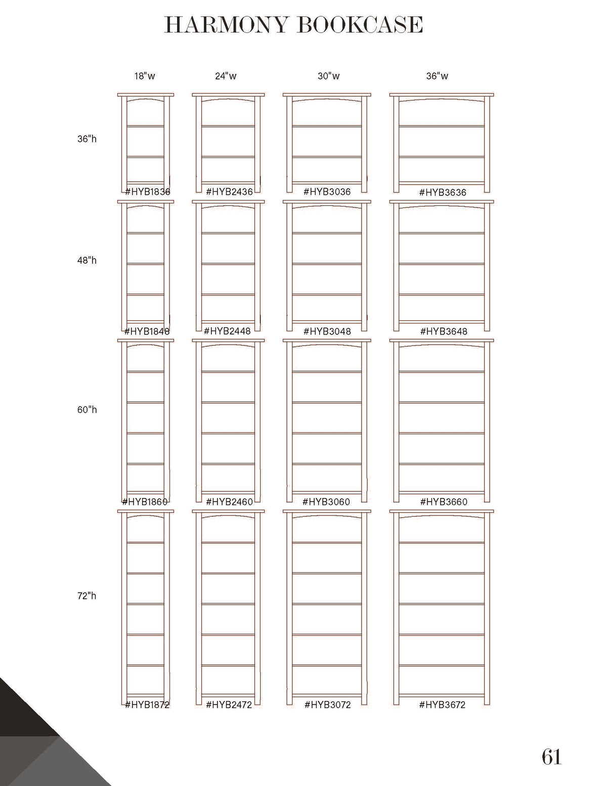 30"–36"W Harmony Bookcase – 17"D