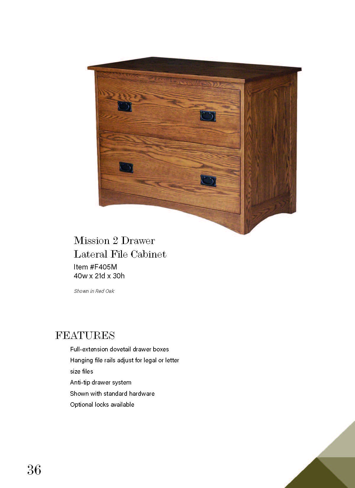 Mission 2 Drawer Lateral File Cabinet – 40W”
