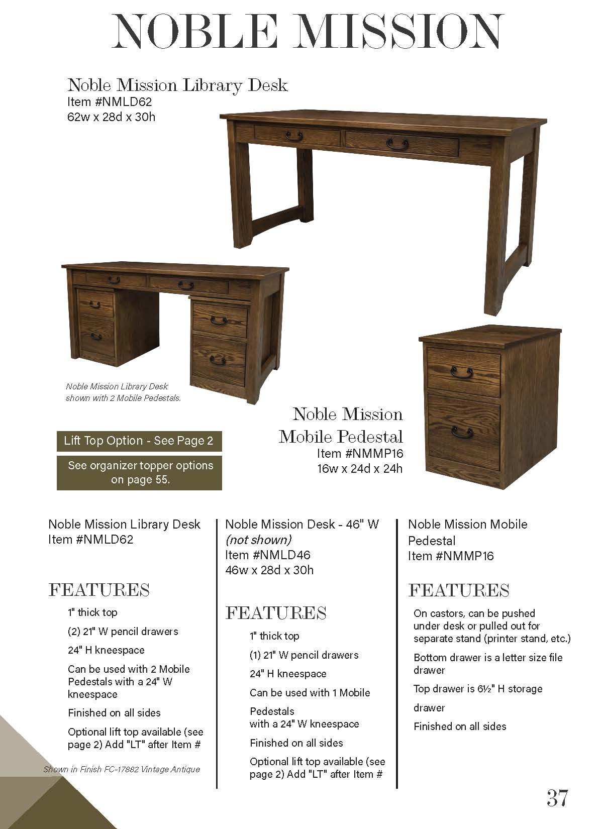 Noble Mission Library Desk – 62W”