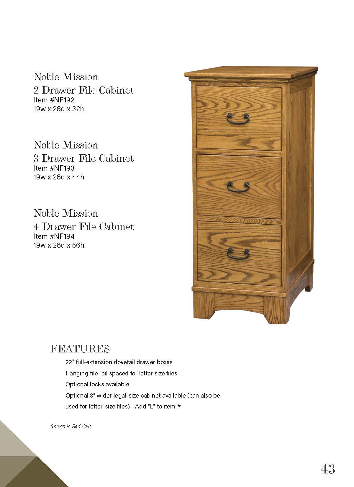 Noble Mission 3 Drawer File Cabinet – 19W”